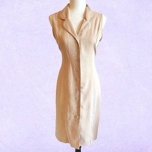 90's nude sleeveless button down dress